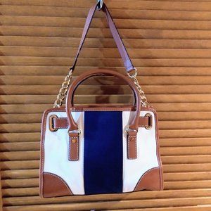 Michael Kors Blue and Brown Satchel